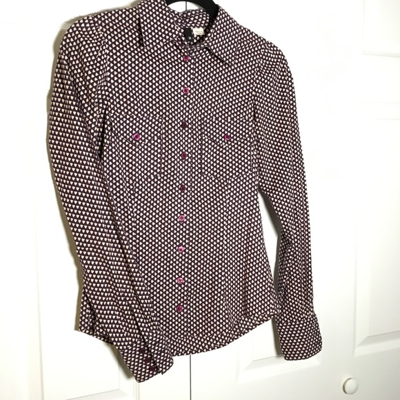 NWOT H&M Abstract Polka Purple Button Down - Picture 3 of 7